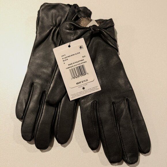 UGG Leather bow gloves with lining - New with tags - Picture 1 of 1
